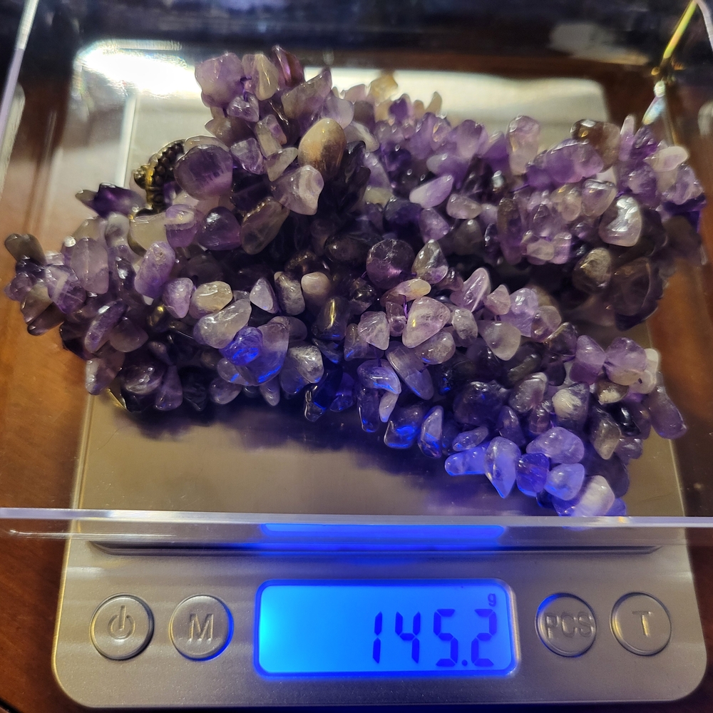Amethyst Chip Cluster Necklace W/ Sterling Silver Clasp - Picture 7 of 7
